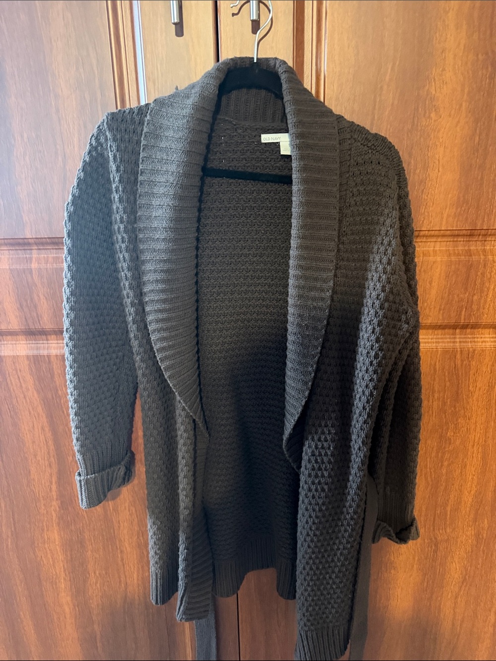Old Navy Women's Brown Dark Charcoal Open-Front Shawl Collar Cardigan Size S